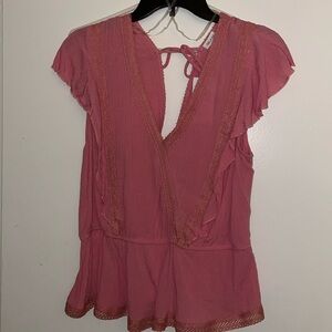RUFFLE SLEEVE TOP, blush pink, XL NEW WITH TAGS